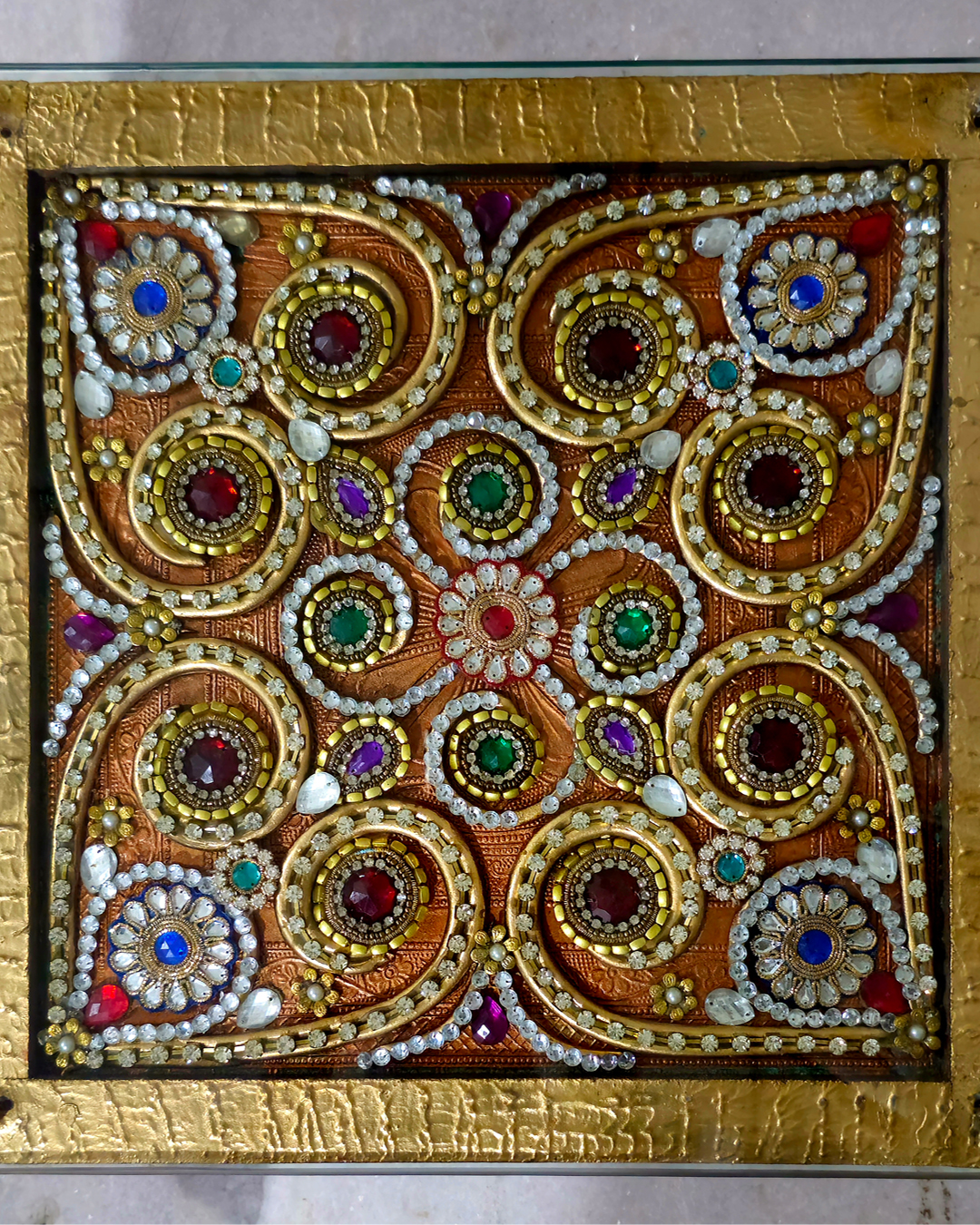 Riddhi Siddhi Art Creations - Gold Floral Wedding Chowki